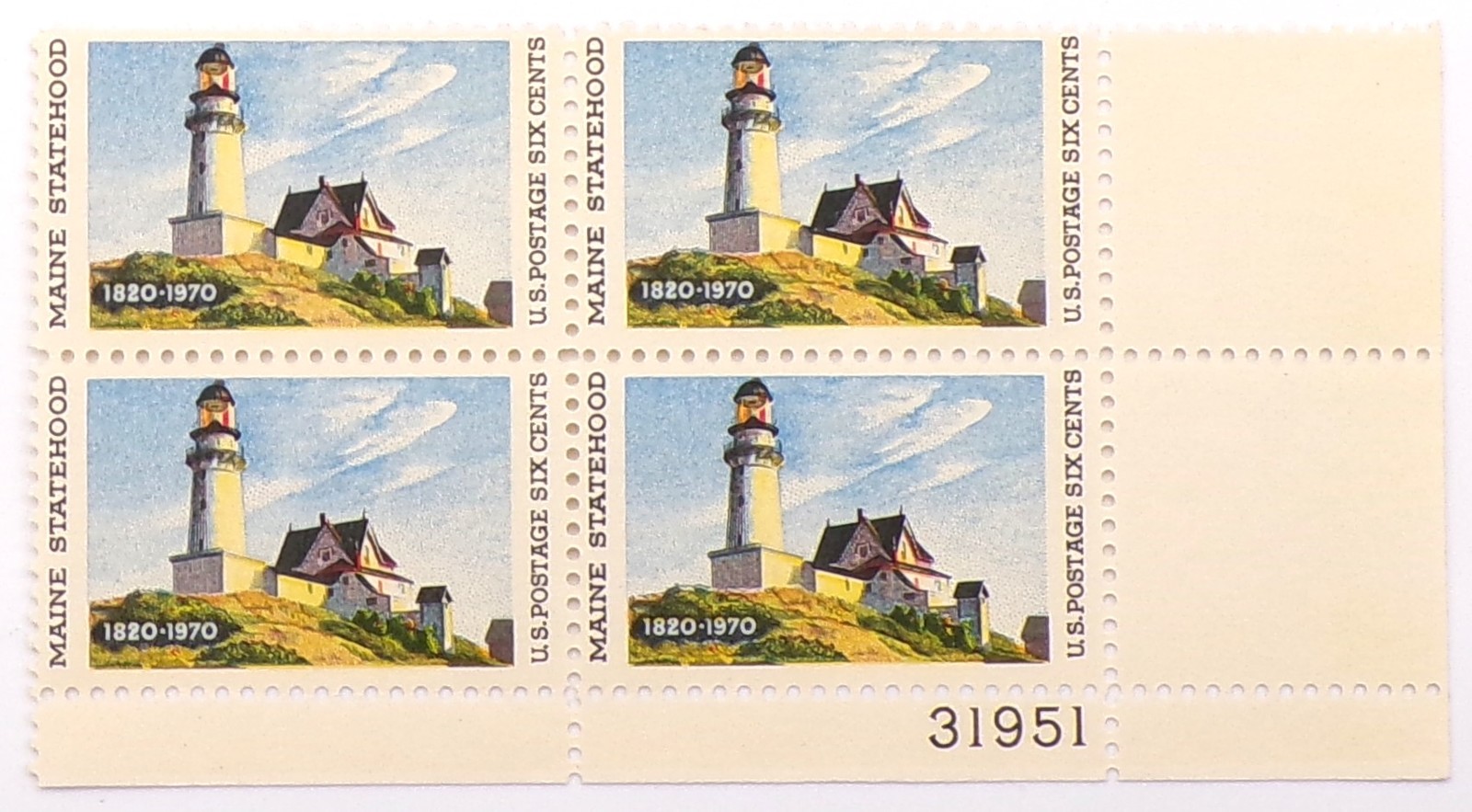 Primary image for United States Stamps Block of 4  US #1391 1970 Maine Statehood