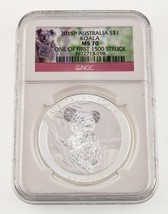 2015-P Australia S $1 Koala Selezionato Da NGC Come MS70 Primo 1500 W/Originale - £79.08 GBP