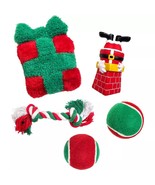 NEW Woof Santa Toy Bin Christmas Holiday Dog Toy Set 5 ct in storage con... - £11.93 GBP