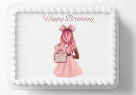 Magic Kingdom Girl Rose Pink Theme Party Edible Image Cake Topper Birthday Cake  - $16.47
