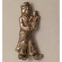 Vintage Sterling Silver Dutch Boy With Tulip Brooch Pin. Sky - $43.76