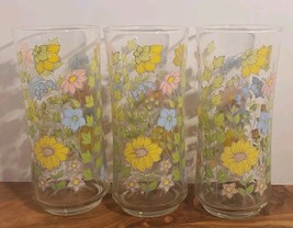 VTG Libbey Corelle Spring Meadow Lot Of 3 Glass Tumblers 16 oz. - $26.72