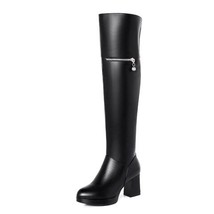 AIYUQI  2021 new genuine leather over knee boots womens big size 41 42 43 women  - £103.18 GBP