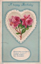 A Happy Birthday Heart Roses Postcard A15 - £2.35 GBP
