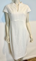 Calvin Klein White Short Sleeve V Neck Lined Pencil Dress Size 12 - £34.27 GBP