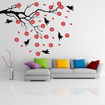 ( 47&#39;&#39; x 35&#39;&#39;) Vinyl Wall Decal Tree with Birds and Flowers / Create Your Own De - £38.52 GBP