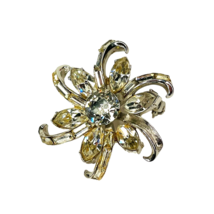 Coro Brooch Silver Tone Clear Baguette Crystals Rhinestone VTG Signed 1.25&quot; READ - £14.98 GBP