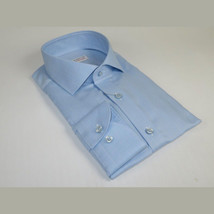 Men 100% Italian Cotton Shirt Non Iron SORRENTO Turkey Spread Collar 4883 Blue image 4