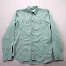Vintage Diesel Womens Shirt Large Button Up Embroidered Back Green - £22.40 GBP