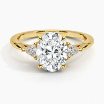 2.40 Ct Three Stone Simulated Diamond Engagement Ring 14K Yellow Gold Plated - £39.55 GBP