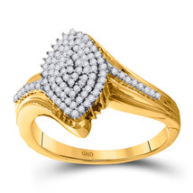 10kt Yellow Gold Womens Round Diamond Oval Cluster Ring 1/3 Cttw - £397.83 GBP