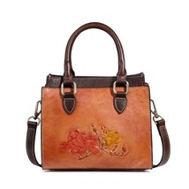 Genuine Leather Vintage Women Bag  New Handmade Embossing Handbag Nature Cowhide - £99.77 GBP