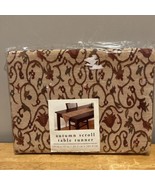 Pier 1 AUTUMN SCROLL Table Runner 14” X 72” Fall Colors Green Taupe Burg... - $29.69