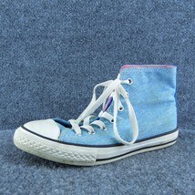 Converse Youth Girls Sneaker Shoes Blue Fabric Lace Up Size 3 Medium - £19.55 GBP