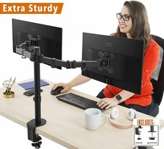 Stand Steady Dual Monitor Desk Mount Stand Height Adjustable w Desk Clamp, Black - £39.82 GBP