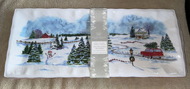 Christmas Winter Scene Holiday Serving Trays Platters Melamine 19” Farmhouse New - $28.99