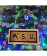 WSU Washington Cougars Christmas Ornament Scrabble Tiles HandCrafted USA - £7.56 GBP