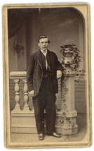 CIRCA 1870&#39;S CDV Handsome Man With Mustache Wearing Suit Harvey Minneapolis, MN - £9.58 GBP