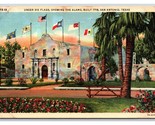 The Alamo Under Six Flags San Antonio Texas TX UNP Linen Postcard N18 - £2.28 GBP