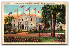 The Alamo Under Six Flags San Antonio Texas TX UNP Linen Postcard N18 - £2.28 GBP