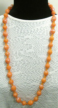 Vintage Textured Orange Plastic Beaded Necklace Iridescent Shiny Textured Beads - £11.07 GBP