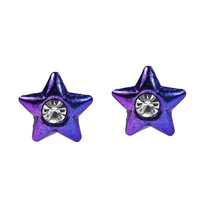Adorable Twinkling Star Blue-Purple Cubic Zirconia Stud Earrings - £6.19 GBP