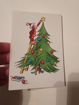 Holiday Greeting Card Vintage Christmas Curious George Merry Tree - £8.61 GBP
