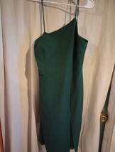 Gianni Bini One Shoulder Sleeveless Spaghetti Mini Dress Slit Green Sz Women 10 - £10.85 GBP