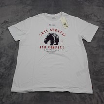 Levis Shirt Mens L White Casual Short Sleeve Graphic Print Crew Neck Knit Cotton - £15.88 GBP