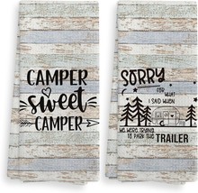 Camper Sweet Camper Camping Kitchen Towels And Dishcloths Sets Of, 16×24 Inches - $31.97