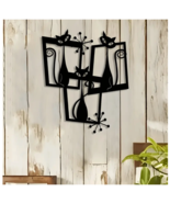 Retro Atomic Cat Black Metal Cut Out Wall Decor Vintage Look Decor Art G... - $29.05