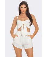 Women&#39;s Front Oversized Bow Twisted Tie Top And Shorts Set - $957.90 MXN