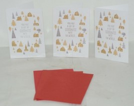 Hallmark XZH 598 4 Gold Silver House Trees Christmas Card Red Envelope Package 3 image 1