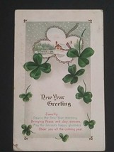 New Year Greeting Scenic View Shamrock Clover Embossed Series 346B Postcard 1913 - £6.37 GBP