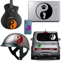 Yin Yang Vinyl Decal Sticker Paw Human Footprints Pets Cars Bikes Cups Helmets - $3.95+