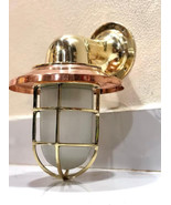 NAUTICAL ARCHED BULKHEAD BRASS WALL SCONCE SHIP LIGHT WITH COPPER SHADE - £120.59 GBP