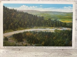 Postcard Looking West From Scrub Ridge Summit on Lincoln Hwy PA - £3.34 GBP