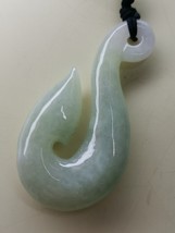 Icy Ice Light Green 100% Burma Jadeite Jade Hook Pendant # Type A Jadeite # - £541.60 GBP