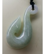Icy Ice Light Green 100% Burma Jadeite Jade Hook Pendant # Type A Jadeite # - $12,698.46 MXN