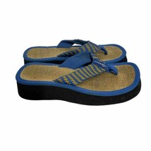 Reef Women&#39;s Sz 8 Blue Woven Platform Flip Flops Open Toe Slip On Sandals Shoes - £18.14 GBP