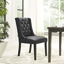 Modway Baronet Modern Tufted Vegan Leather Upholstered Dining Chair In Black - £143.51 GBP