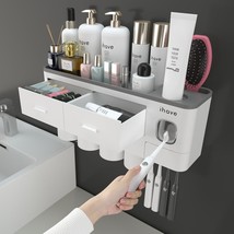 iHave Toothbrush Holders for Bathrooms, 4 Cups Toothbrush Holder Wall Mounted wi - £29.65 GBP+