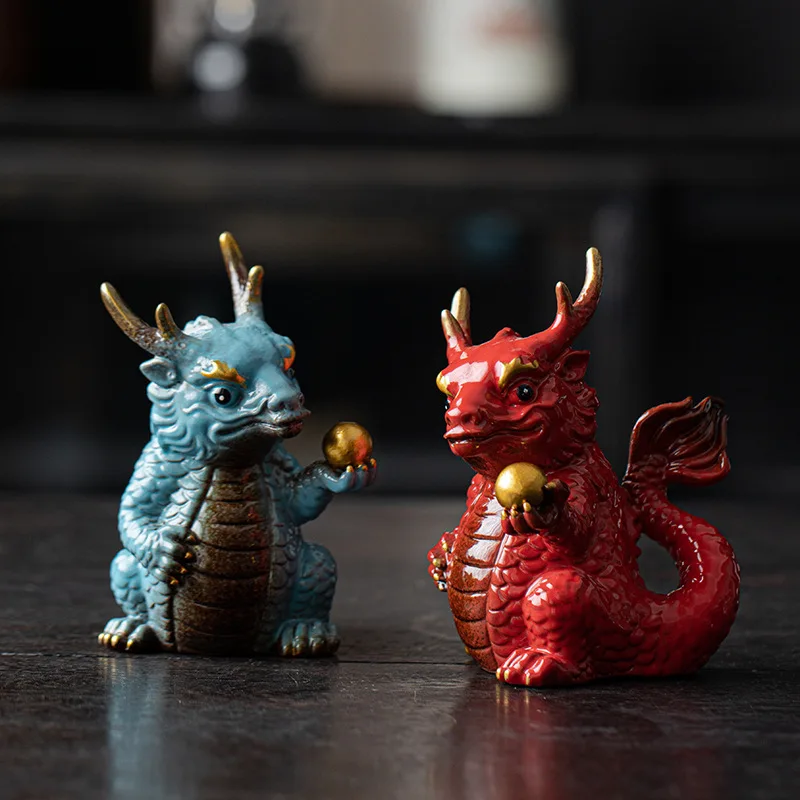 Zodiac Dragon Tabletop Decorations Home Accessories Dragon Year Mascot Figurines - £30.19 GBP