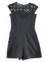 Yoana Baraschi Romper Womens 2 Black Crochet Lace Shorts Cap Sleeve West... - £23.96 GBP