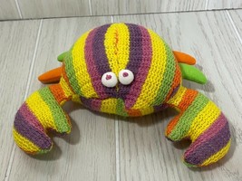 Pier 1 Imports small plush rainbow striped knit knitted crab multicolor beanbag - £10.67 GBP