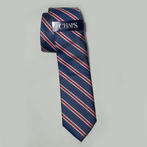 CHAPS Men Dress Necktie Blue Red Stripes Polyester 3&quot; wide 59&quot; long NWT - £13.17 GBP