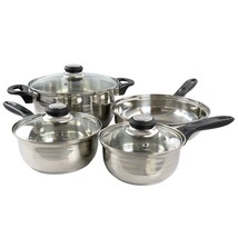 Gibson Home Lybra 7 Piece Two Tone Polished Stainless Steel Cookware Set - $103.99