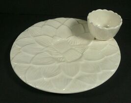 White Ceramic Artichoke Plate with Butter Bowl California USA - $25.00