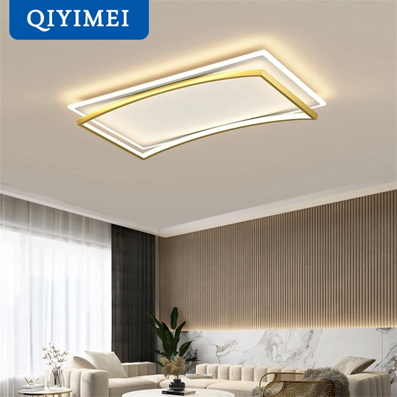 Black Gold Square Modern LED Chandelier Lights Dimmable Indoor Lighting ... - $151.20+
