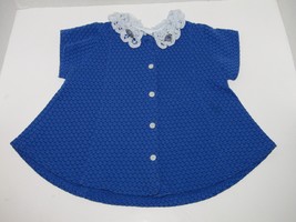 Kids &#39;N&#39; Fun Girls Dress Top Blue Bubble Button Up Lace Collar Short Sle... - $9.90
